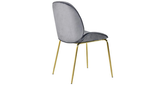 STUHL in Eisen Samt Metall, Textil - Goldfarben/Grau, Design, Textil/Metall (48/85/62cm) - Novel