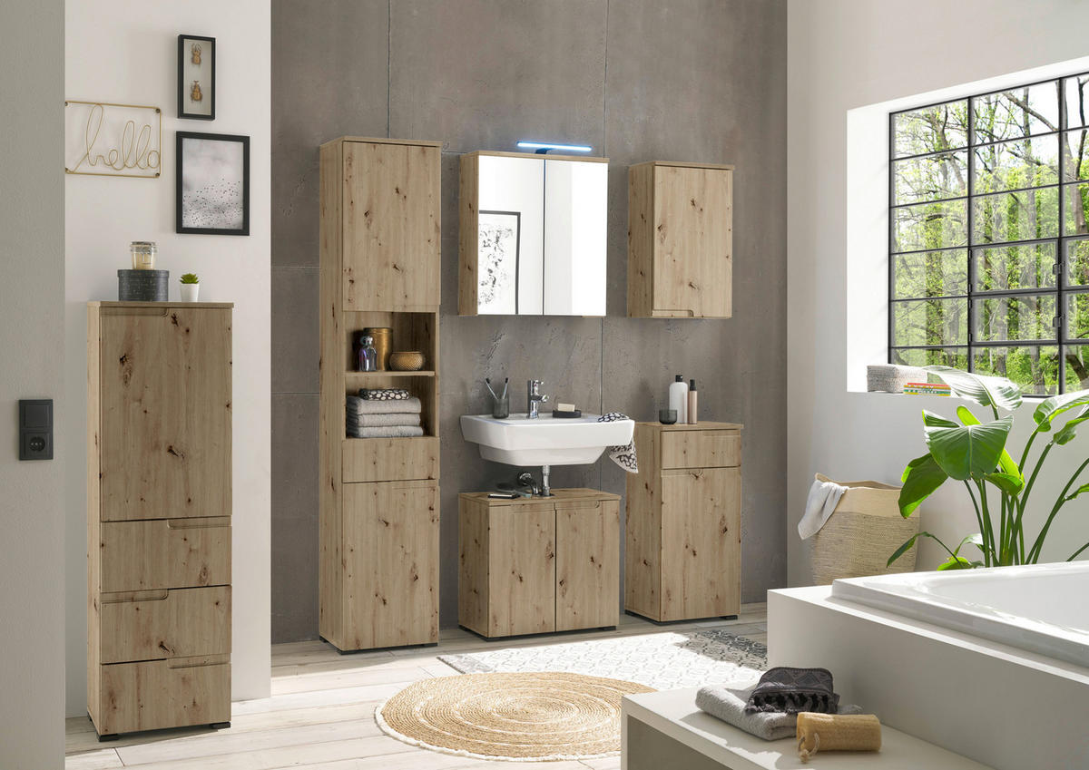 WASCHBECKENUNTERSCHRANK 60/57/32 cm  - Schwarz/Eiche Artisan, Modern, Holzwerkstoff/Kunststoff (60/57/32cm) - MID.YOU