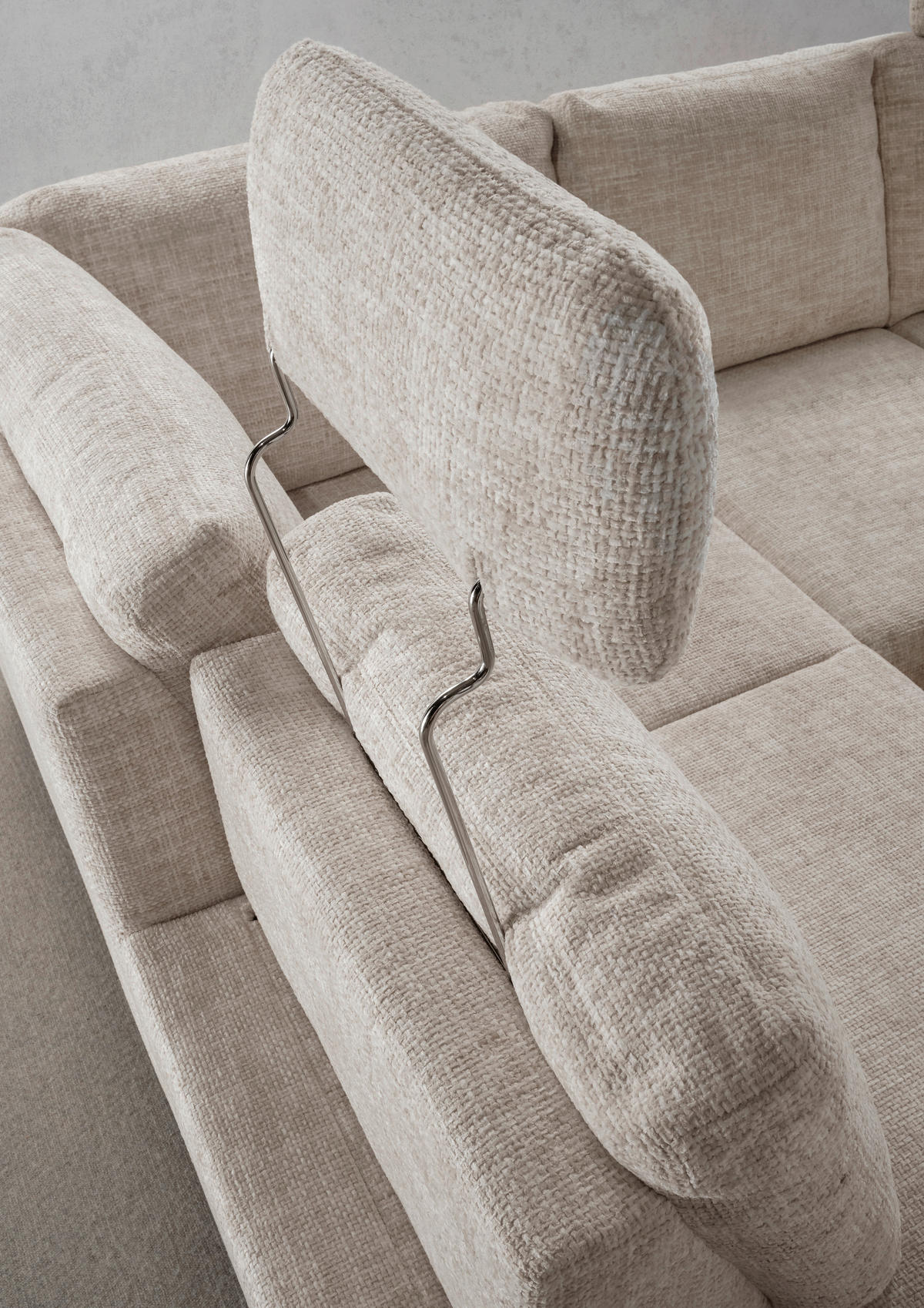 ECKSCHLAFSOFA in Struktur Creme  - Wildeiche/Creme, Modern, Holz/Textil (206/265cm) - Livetastic