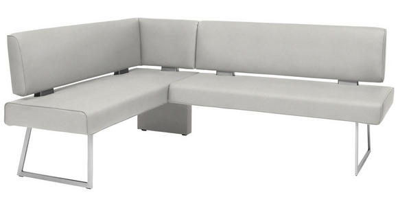 ECKBANK 160/208 cm  in Edelstahlfarben, Hellgrau  - Edelstahlfarben/Hellgrau, Design, Textil/Metall (160/208cm) - Dieter Knoll