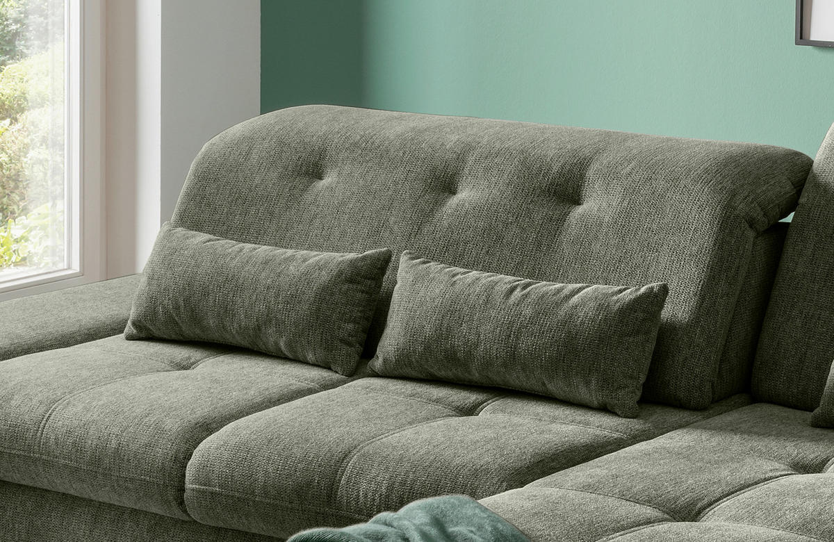 CloseUp von Livetastic ECKSOFA Dunkelgrün Chenille.