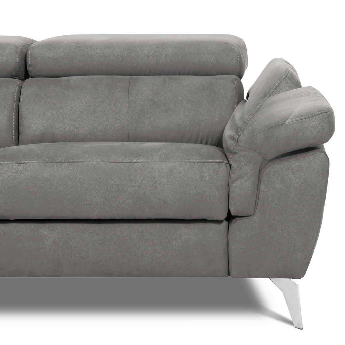 ECKSOFA SONO in Lederlook Anthrazit Bettkasten, Armteilverstellung, Kopfteilverstellung  210/265 cm  - Chromfarben/Anthrazit, Design, Textil/Metall (210/265cm) - Livetastic