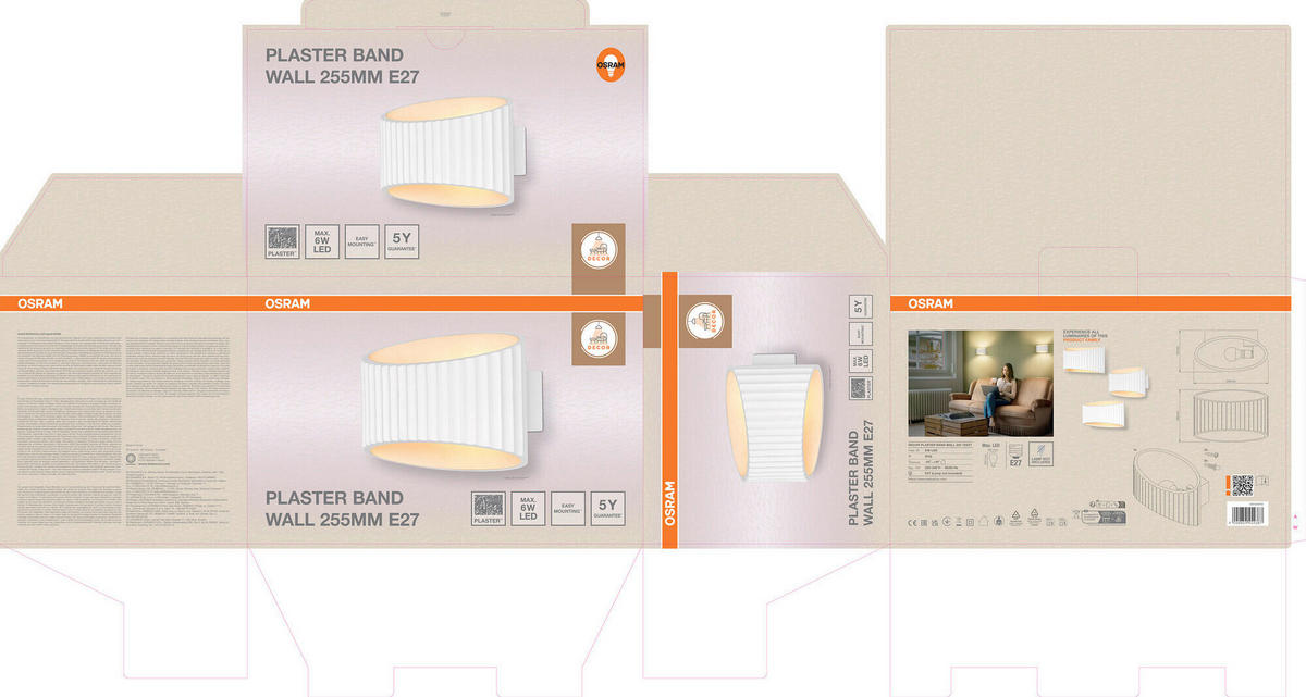 WANDLEUCHTE 25.5/14.3/18 cm   - Weiß, Basics, Stein (25.5/14.3/18cm) - Osram