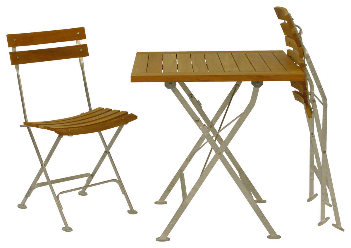 GARTENKLAPPSTUHL Teakholz Silberfarben, Teakfarben  - Silberfarben/Teakfarben, KONVENTIONELL, Holz/Metall (42/83/37cm) - Jan Kurtz