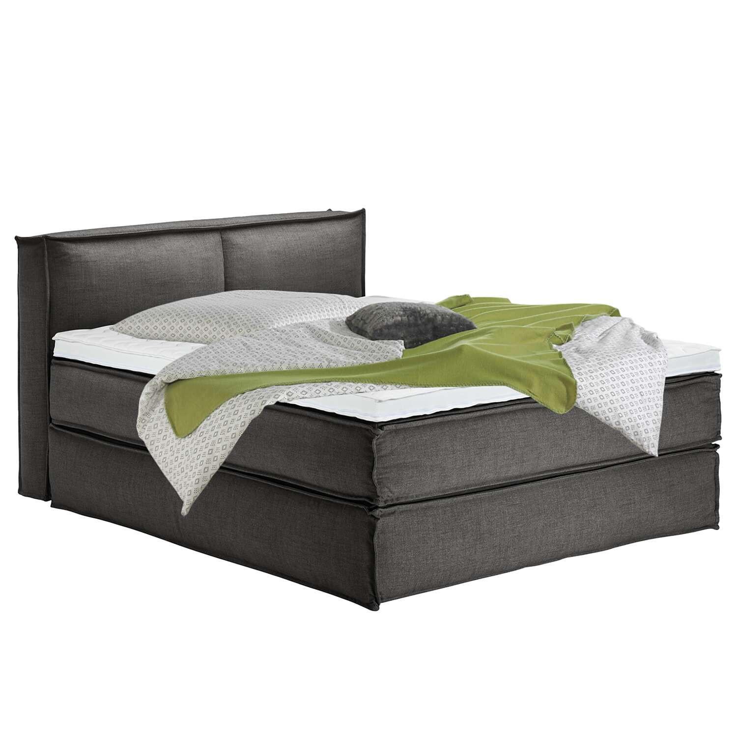 BOXSPRINGBETT 160/220 cm  in Anthrazit  - Anthrazit/Schwarz, Design, Textil (160/220cm) - home24