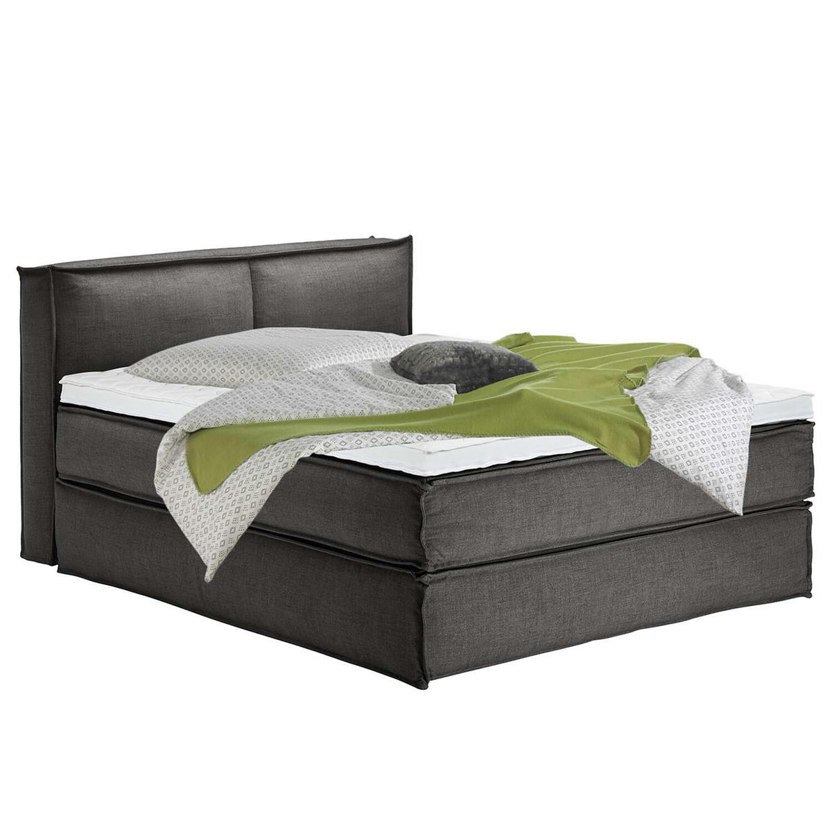 BOXSPRINGBETT 160/220 cm  in Anthrazit  - Anthrazit/Schwarz, Design, Textil (160/220cm) - home24
