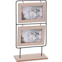 RÁMEČEK NA FOTOGRAFIE, 2 foto  x  - Basics, kov/dřevo (7.8/38.7/21cm)