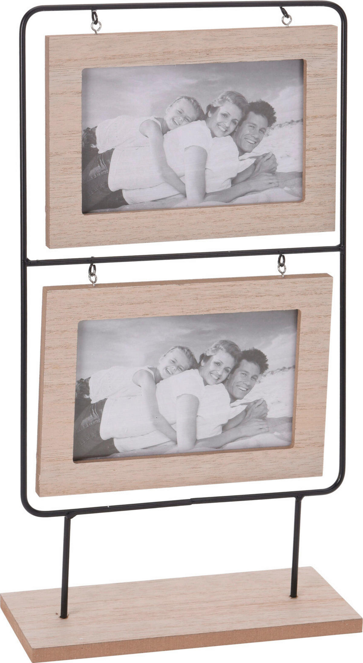 RÁMEČEK NA FOTOGRAFIE, 2 foto  x  - Basics, kov/dřevo (7.8/38.7/21cm)