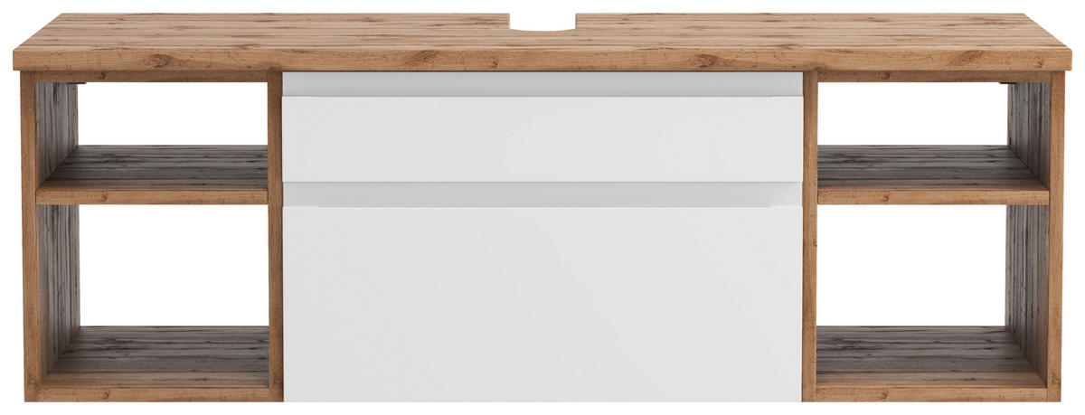 WASCHBECKENUNTERSCHRANK 120/41/47 cm  - Weiss/Eiche Wotan, Modern, Holzwerkstoff (120/41/47cm) - Held