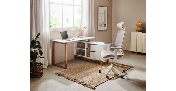 ECKSCHREIBTISCH 140/120/75 cm  in Weiß, Eichefarben  - Eichefarben/Weiß, MODERN, Holz/Holzwerkstoff (140/120/75cm) - Venda