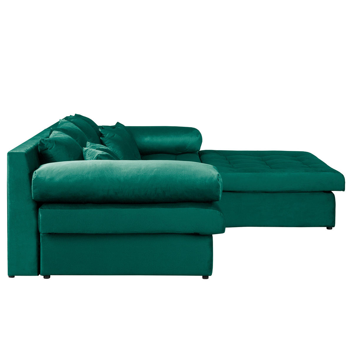 ECKSOFA Naomi in Velours Grün Rückenkissen  284/243 cm  - Schwarz/Grün, Design, Kunststoff/Textil (284/243cm) - P & B