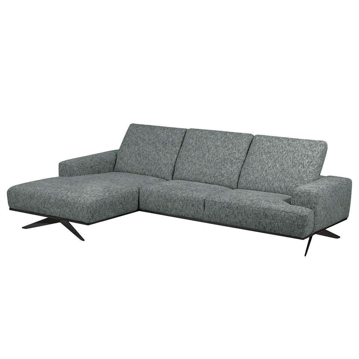 ECKSOFA PORTLAND Anthrazit Struktur Kopfteilverstellung  - Anthrazit/Schwarz, Design, Holz/Textil (187/295cm) - Livetastic