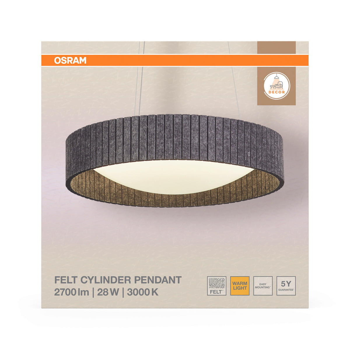 LED-PENDELLEUCHTE 50/150 cm  - Dunkelgrau, Design, Kunststoff/Textil (50/150cm) - Osram