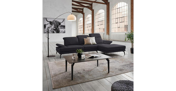 ECKSOFA in Echtleder Dunkelbraun  - Dunkelbraun/Schwarz, Design, Leder/Metall (288/184cm) - Novel