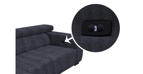 ECKSOFA in Webstoff Dunkelgrau  182/279 cm  - Dunkelgrau/Schwarz, KONVENTIONELL, Textil/Metall (182/279cm) - Hom`in