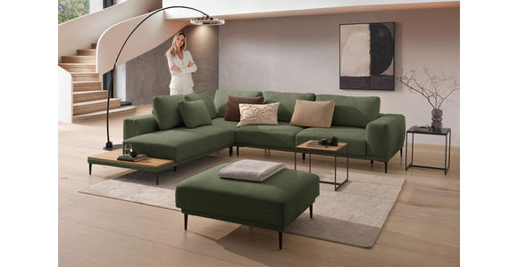 ECKSOFA  in Leinwand Grün  271/318 cm  - Schwarz/Grün, Design, Textil/Metall (271/318cm) - Belluti