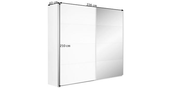 SCHWEBETÜRENSCHRANK 226/210/62 cm 2-türig Weiß  - Alufarben/Weiß, Design, Glas/Holzwerkstoff (226/210/62cm) - Carryhome