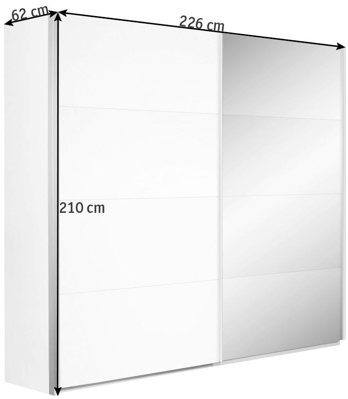 SCHWEBETÜRENSCHRANK in Weiss  - Weiss/Alufarben, Design, Glas/Holzwerkstoff (226/210/62cm) - Xora