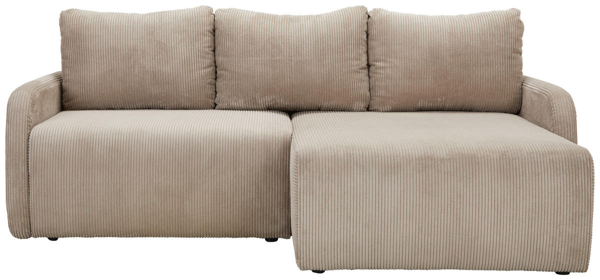 ECKSOFA Beige Cord  - Beige/Schwarz, KONVENTIONELL, Kunststoff/Textil (217/146cm) - Carryhome