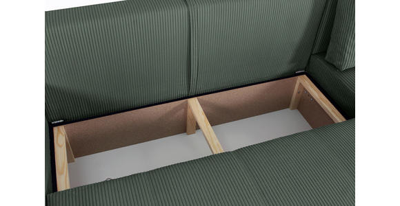 ECKSCHLAFSOFA  mit Cord Dunkelgrün  - Dunkelgrün/Schwarz, KONVENTIONELL, Textil (248/146cm) - Xora