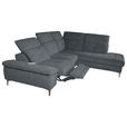 ECKSOFA Dunkelgrau Webstoff - Dunkelgrau/Schwarz, KONVENTIONELL, Textil/Metall (288/225cm) - Carryhome