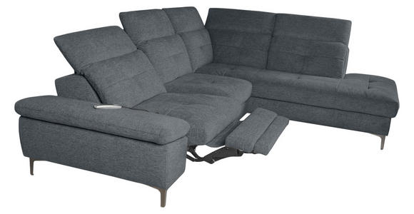 ECKSOFA Dunkelgrau Webstoff - Dunkelgrau/Schwarz, KONVENTIONELL, Textil/Metall (288/225cm) - Carryhome