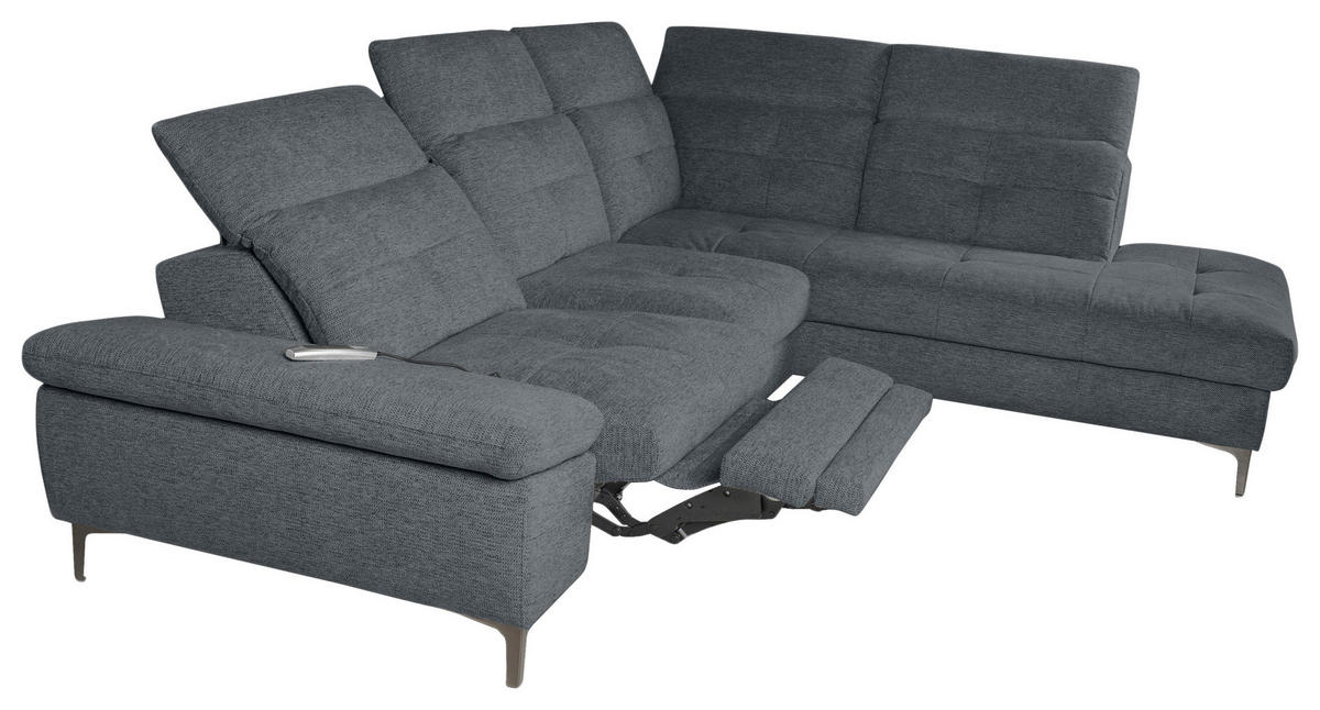 ECKSOFA Dunkelgrau Webstoff  - Dunkelgrau/Schwarz, KONVENTIONELL, Textil/Metall (288/225cm) - Carryhome