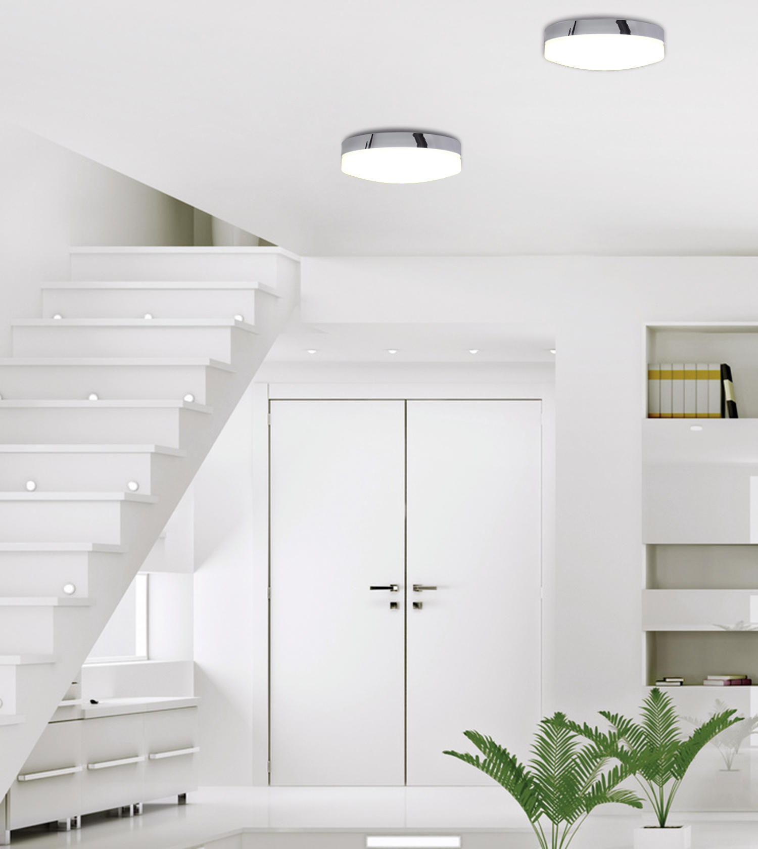 LED-DECKENLEUCHTE 29 cm  - Chromfarben/Weiß, Design, Kunststoff/Metall (29cm) - Näve