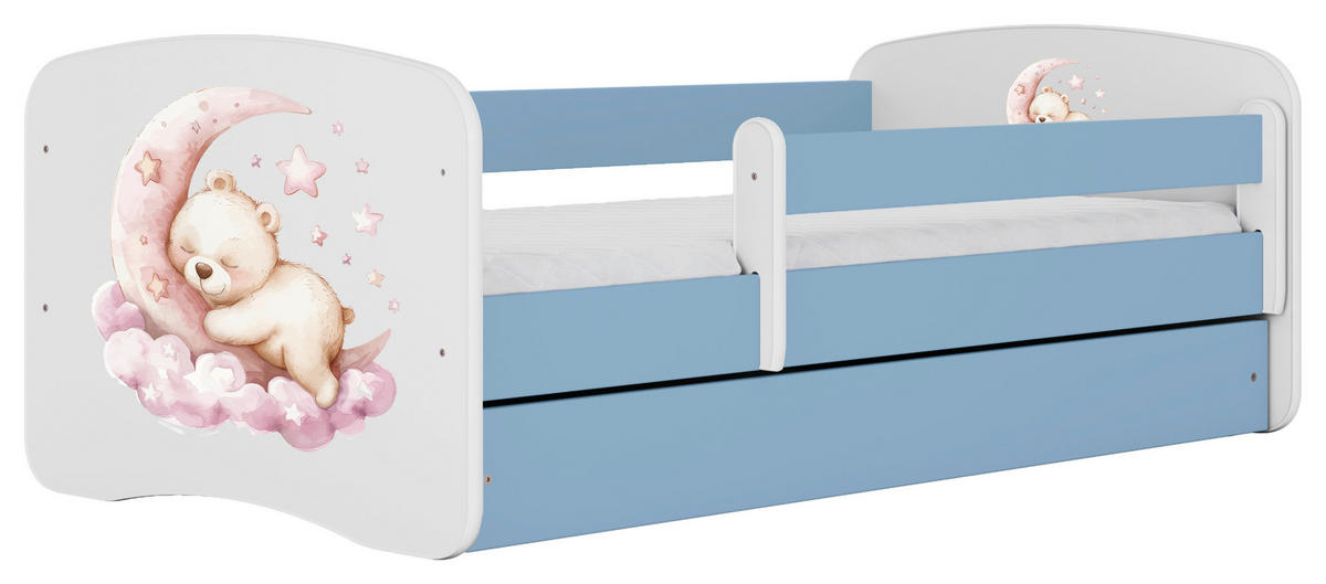 KINDER-/JUNIORBETT 80/160 cm  in Blau, Weiß  - Blau/Birkefarben, MODERN, Holz/Holzwerkstoff (80/160cm) - MID.YOU