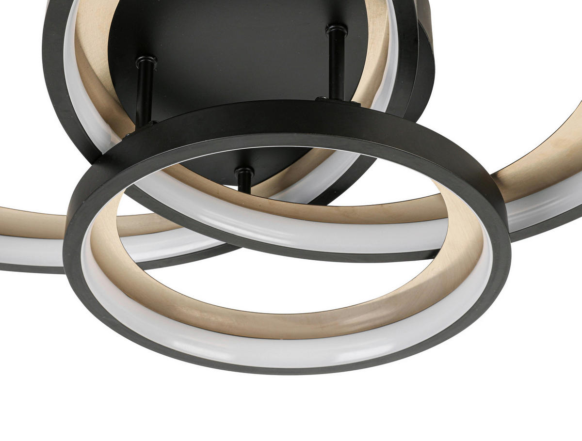 LED-DECKENLEUCHTE 54,2/46,8/11 cm    - Messingfarben/Schwarz, Design, Kunststoff/Metall (54,2/46,8/11cm) - Novel