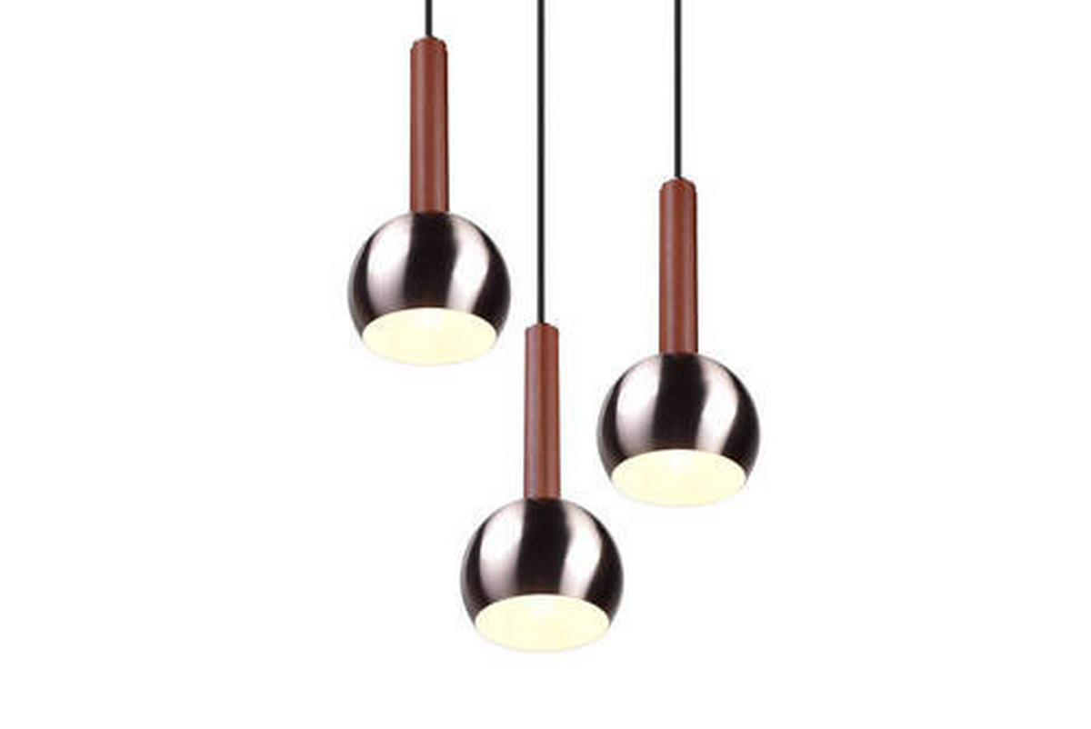 HÄNGELEUCHTE Ciliana 52/200 cm  - Braun/Nickelfarben, Design, Leder/Metall (52/200cm) - Trio Leuchten