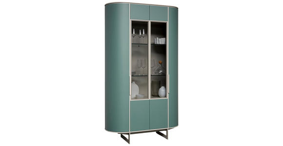 VITRINE in Türkis, Beige - Türkis/Beige, Design, Glas/Holzwerkstoff (120/205/45cm) - Ambiente