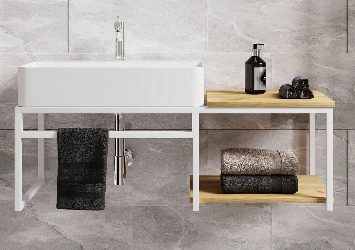 WASCHTISCHKOMBI 100 cm  - Honigeiche/Weiss, Modern, Keramik/Holzwerkstoff (100cm) - MID.YOU