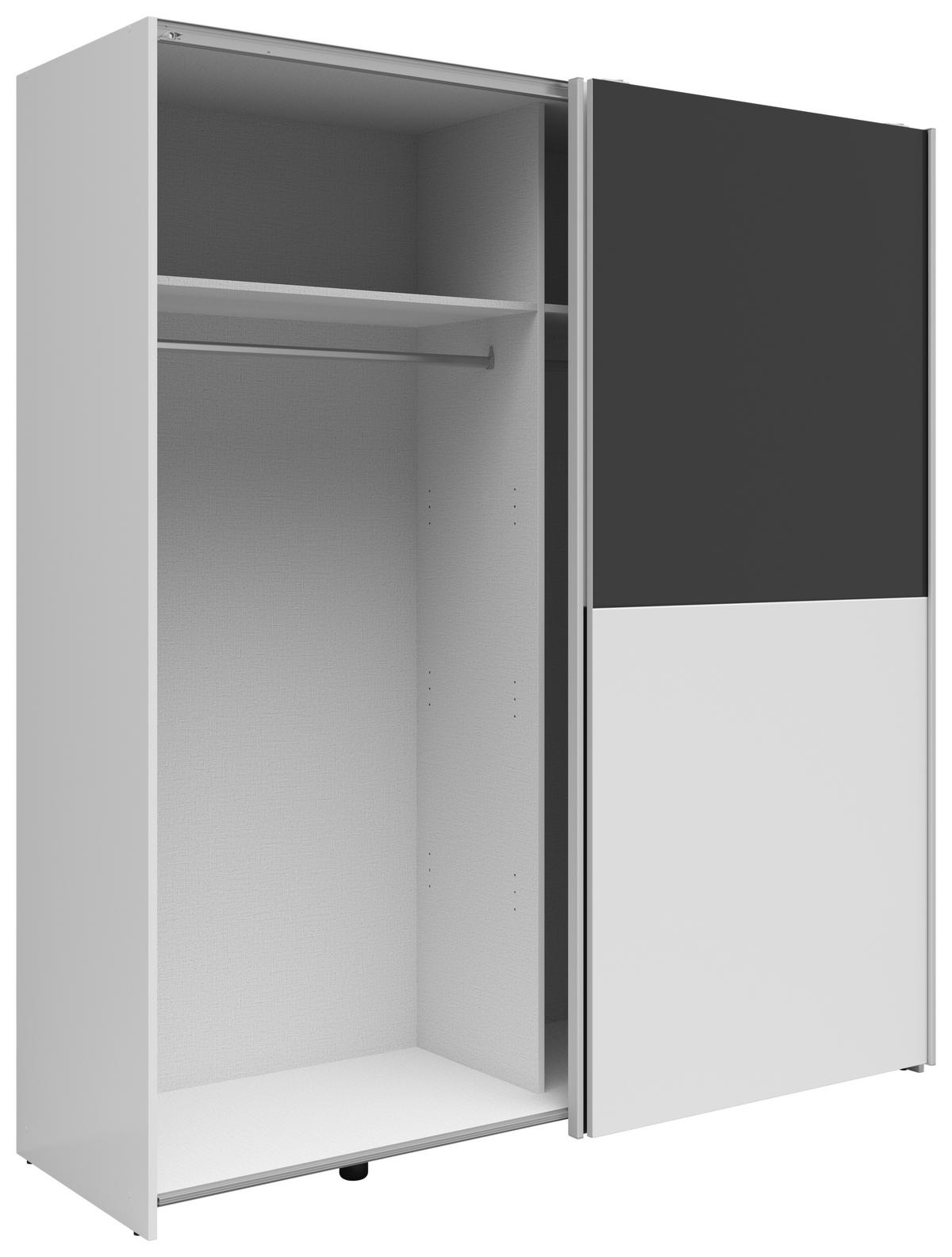 SCHWEBETÜRENSCHRANK 170/191/59 cm 2-türig Graphitfarben, Weiß  - Silberfarben/Graphitfarben, Basics, Holzwerkstoff/Kunststoff (170/191/59cm) - Boxxx