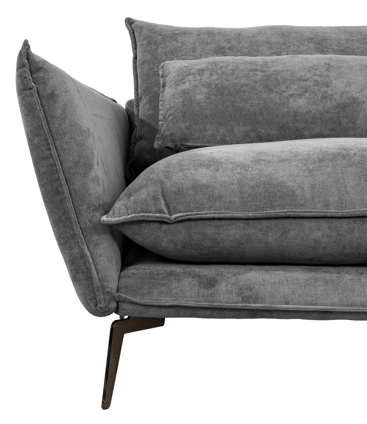 ECKSOFA in Webstoff Anthrazit  - Anthrazit/Schwarz, Design, Textil/Metall (338/165cm) - Hom`in