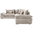 ECKSOFA in Velours Hellbraun  - Chromfarben/Hellbraun, KONVENTIONELL, Kunststoff/Textil (247/247cm) - Carryhome