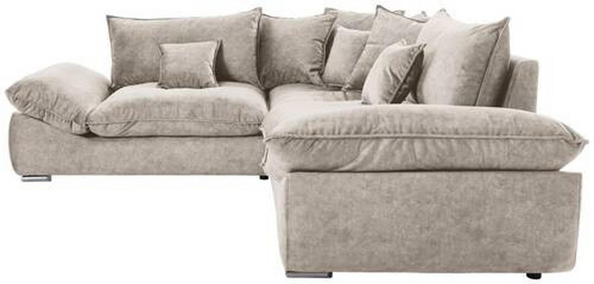 ECKSOFA in Velours Hellbraun  - Chromfarben/Hellbraun, Konventionell, Kunststoff/Textil (247/247cm) - Carryhome