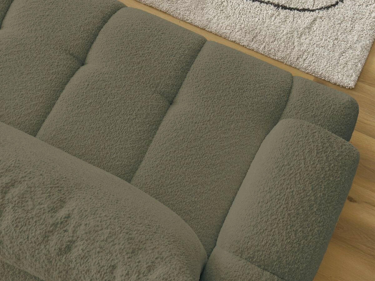 ECKSCHLAFSOFA FUJI Bouclé Grün  inkl.  - Schwarz/Grün, MODERN, Kunststoff/Textil (292/160cm)