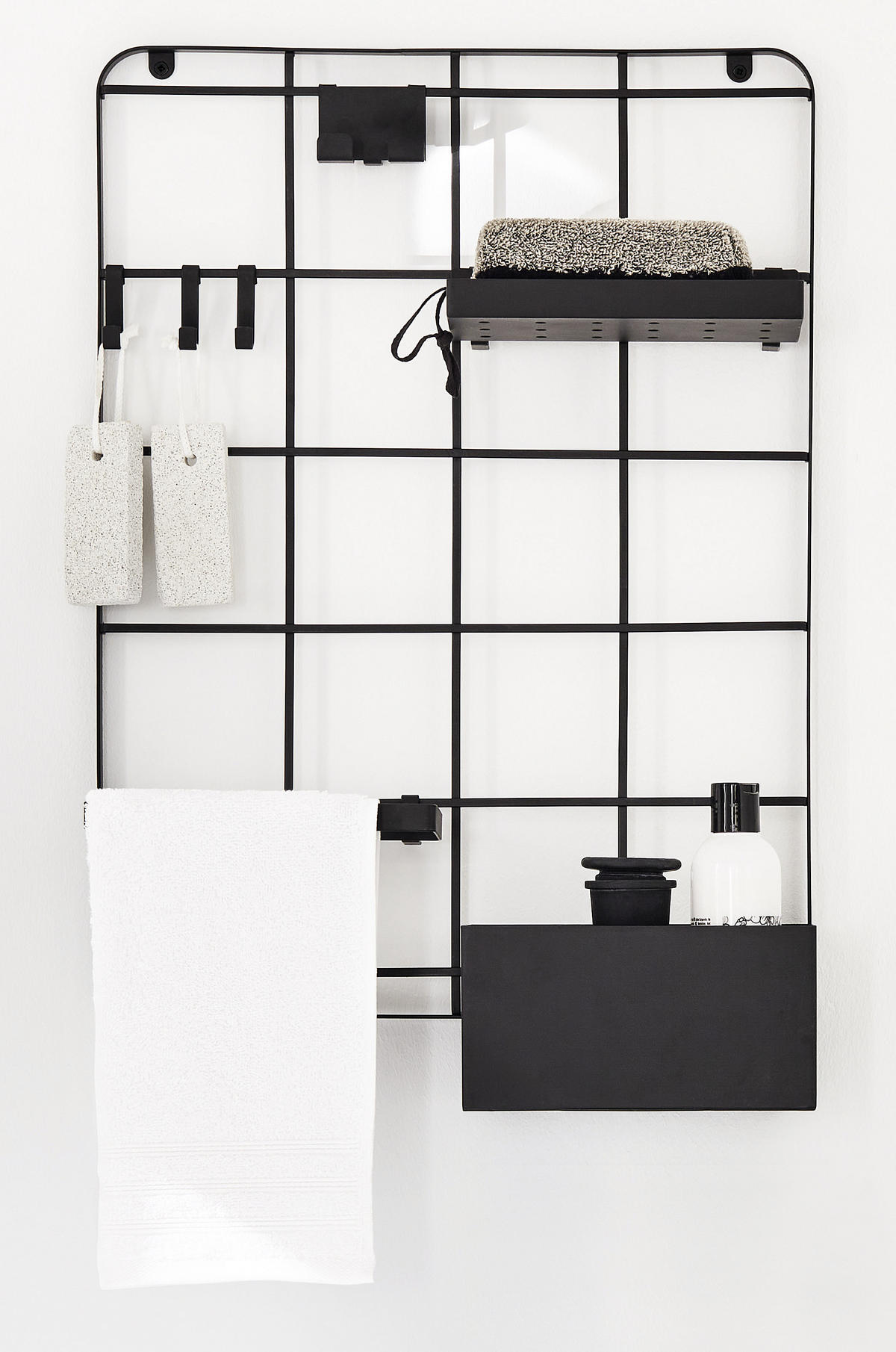 BADEZIMMERREGAL 42/55/13 cm  - Schwarz, Basics, Metall (42/55/13cm) - Kleine Wolke
