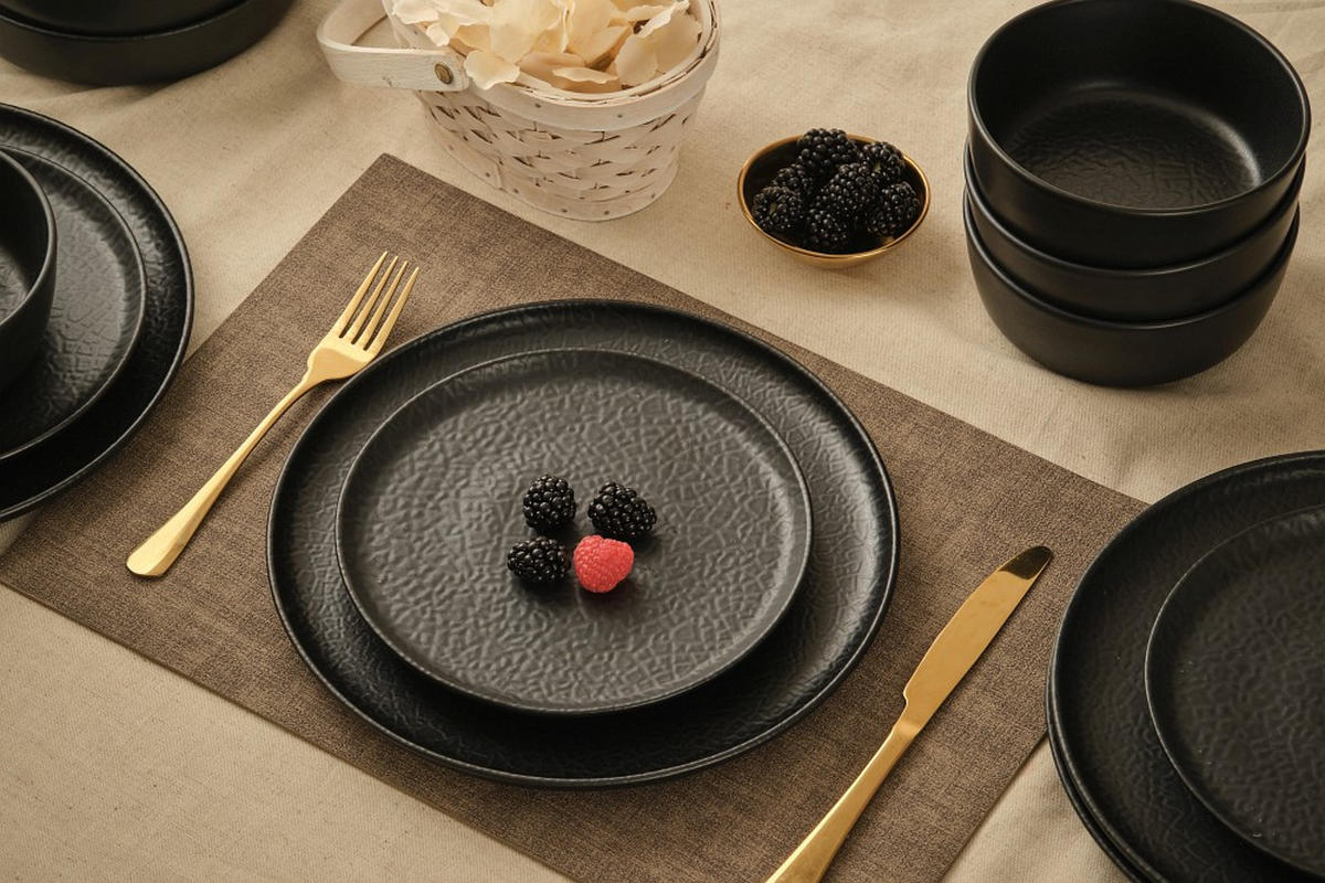 ÉTKÉSZLET 16 részes  - fekete, Trend, kerámia - Novel