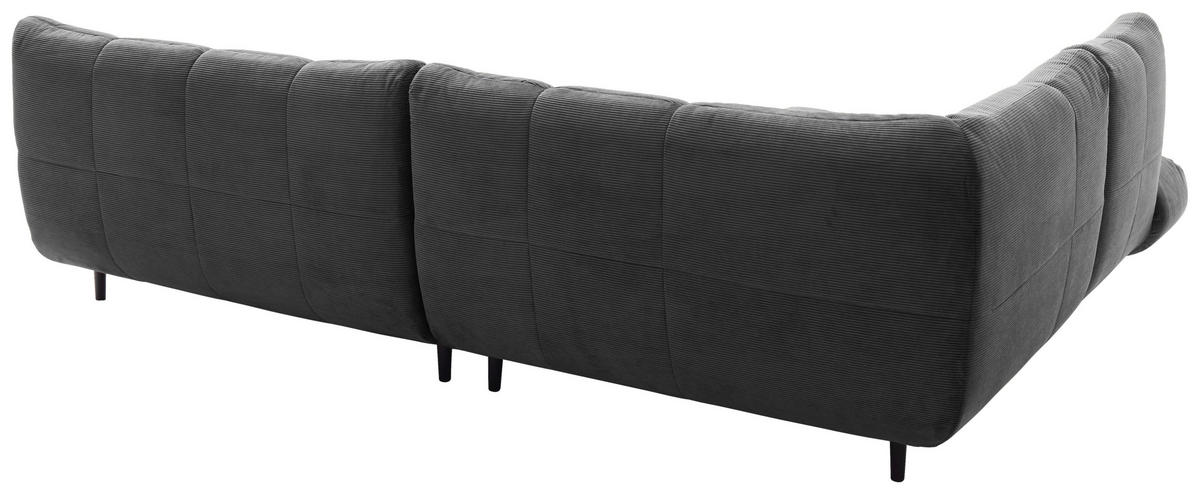 ECKSOFA Ottomane links, Eckteil  Anthrazit Feincord  - Anthrazit/Schwarz, Design, Holz/Textil (215/288cm) - Pure Home Lifestyle