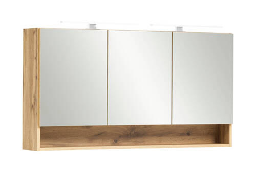 SPIEGELSCHRANK 120/64/20 cm  - Chromfarben/Eiche Wotan, Natur, Glas/Holzwerkstoff (120/64/20cm) - Xora
