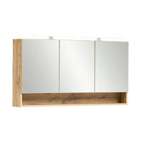 SPIEGELSCHRANK 120/64/20 cm  - Chromfarben/Eiche Wotan, Natur, Glas/Holzwerkstoff (120/64/20cm) - Xora