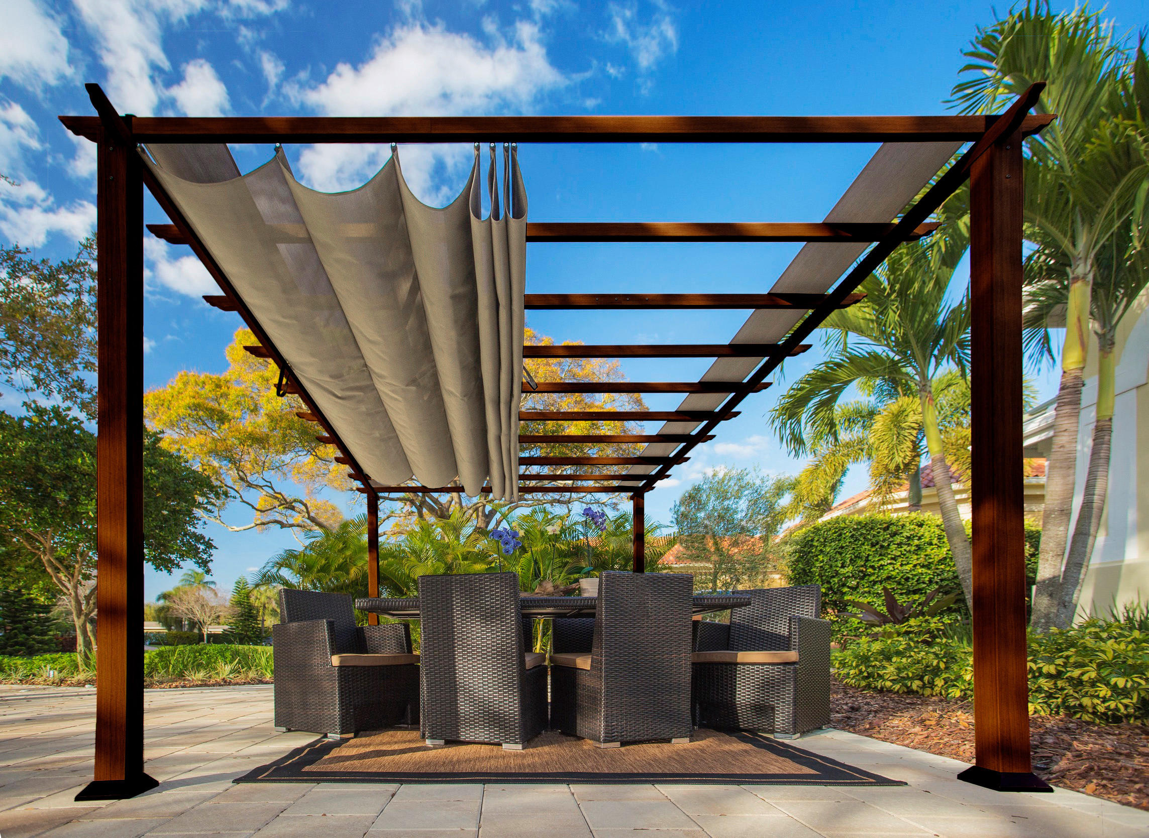 PERGOLA 505/236/350 cm   - Dunkelbraun, Basics, Kunststoff/Metall (505/236/350cm)