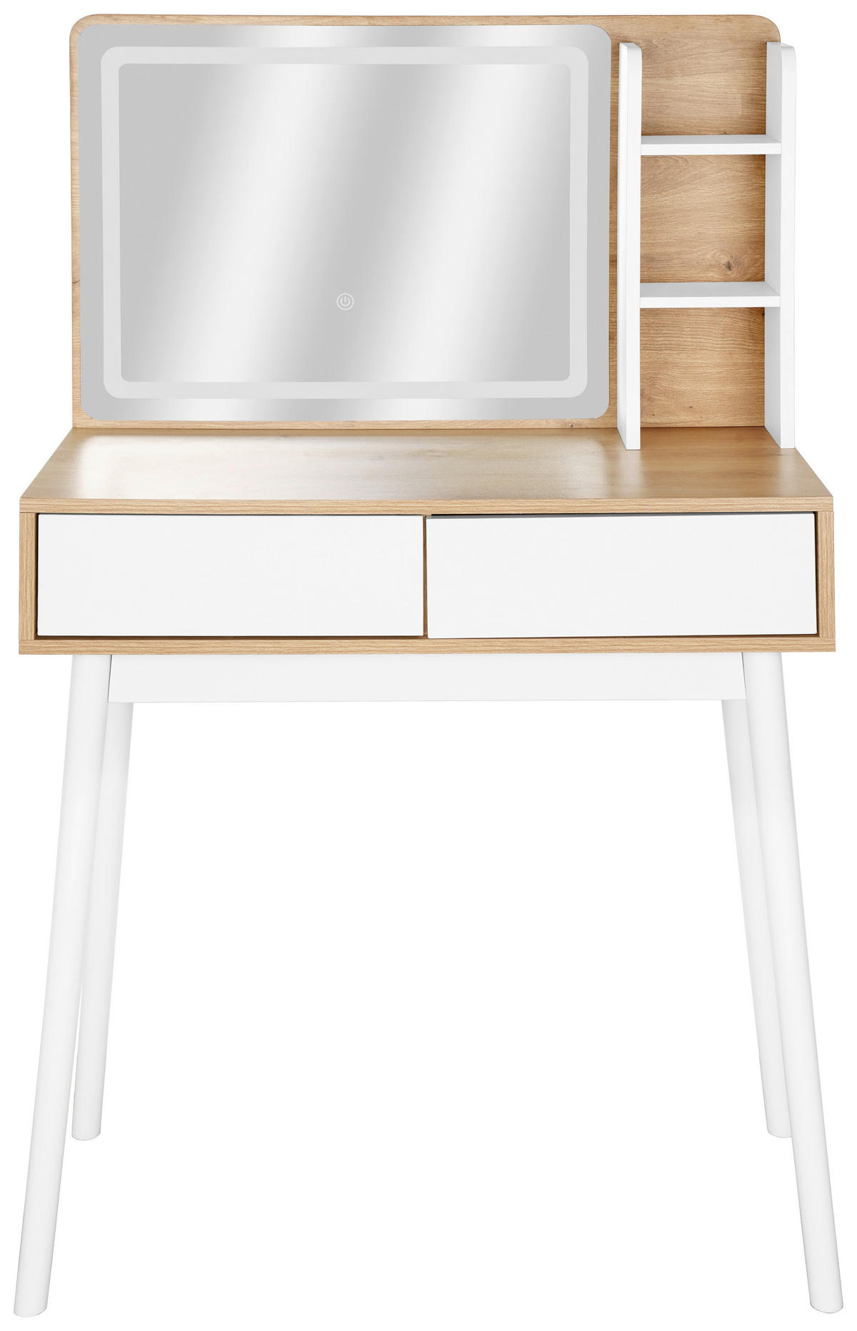SCHMINKTISCH80/40/129 cm, Weiss, Eiche Artisan  - Weiss/Eiche Artisan, Trend, Glas/Holz (80/40/129cm) - Xora