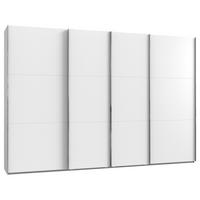 GARDEROB MED SKJUTDÖRRAR 350/216/65 cm 4-dörrar - vit/kromfärg, Basics, metall/trämaterial (350/216/65cm) - MID.YOU