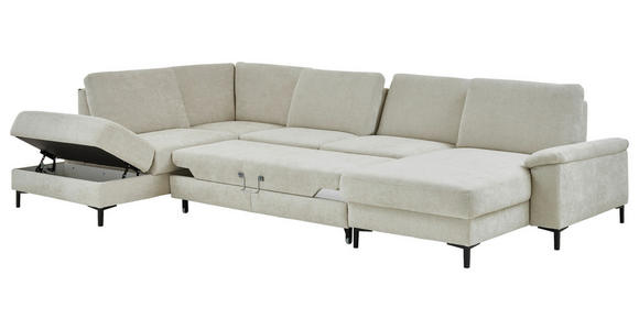 WOHNLANDSCHAFT Dieter Knoll Greige Chenille  - Greige/Schwarz, Design, Textil/Metall (235/349/175cm) - Dieter Knoll