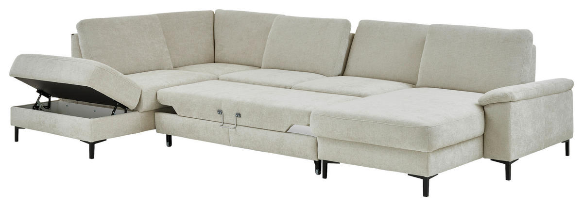 WOHNLANDSCHAFT Dieter Knoll Greige Chenille  - Greige/Schwarz, Design, Textil/Metall (235/349/175cm) - Dieter Knoll