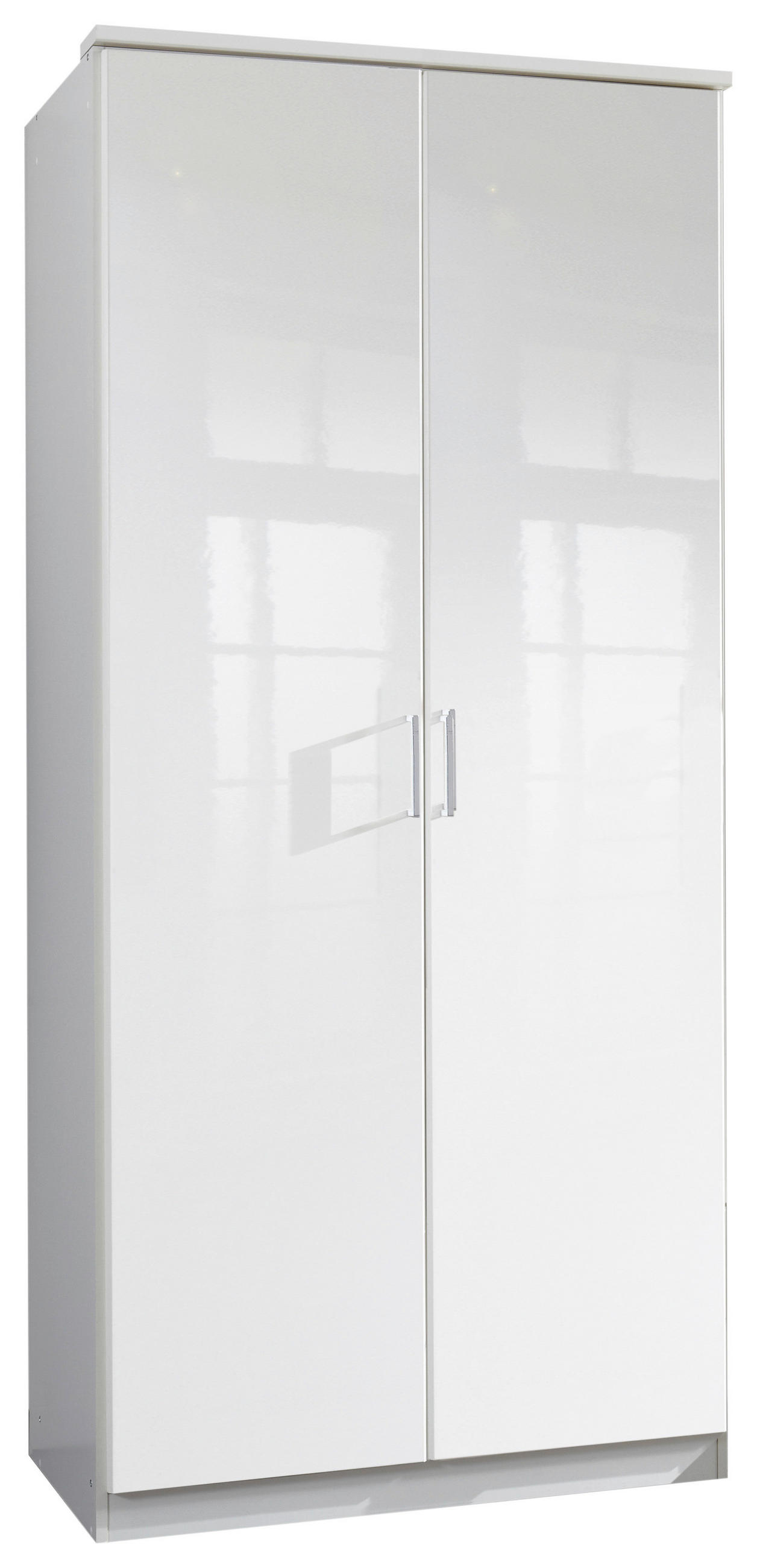 RUHÁSSZEKRÉNY fehér, magasfényű fehér  - krómszínű/fehér, Basics, faalapú anyag (91/199/58cm) - MID.YOU