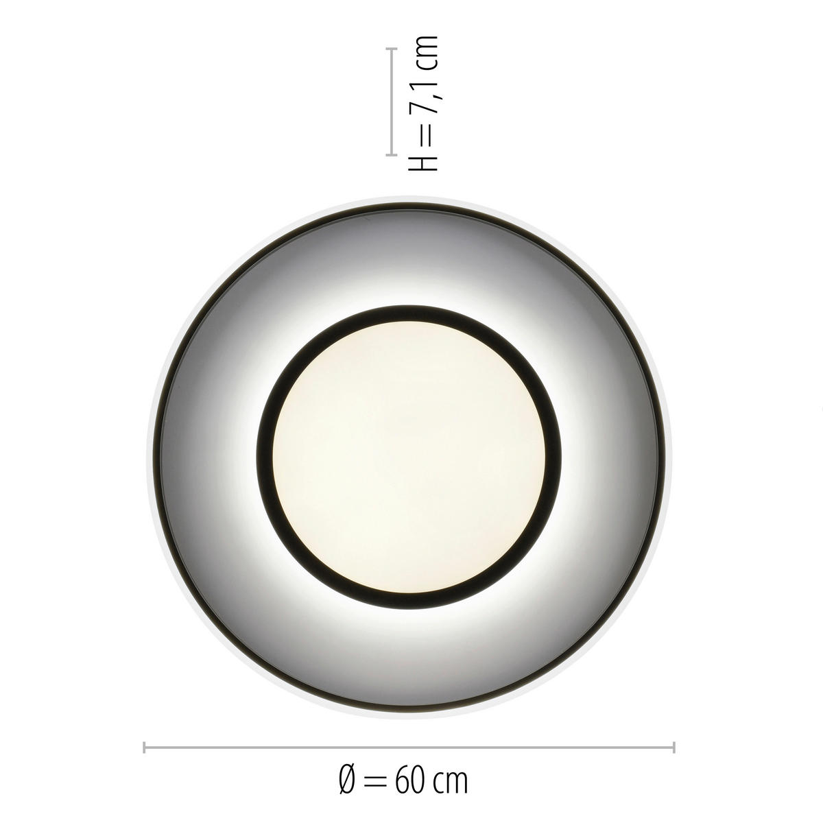LED-DECKENLEUCHTE 60/10 cm   - Schwarz, Design, Kunststoff/Metall (60/10cm)